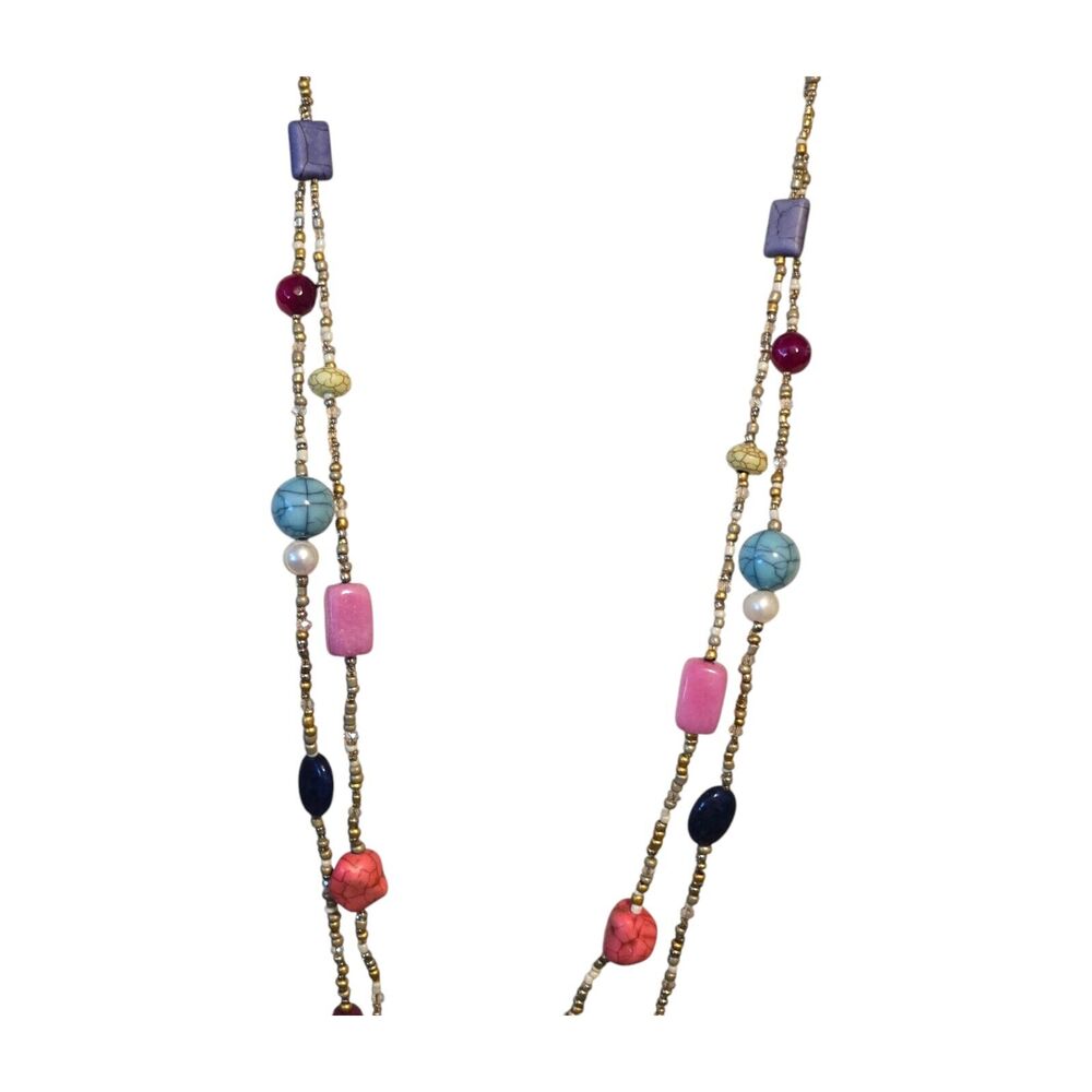Chicos Necklace Chico’s Multicolor Beads Various Shapes Bohemian Style 36" - Picture 4 of 7
